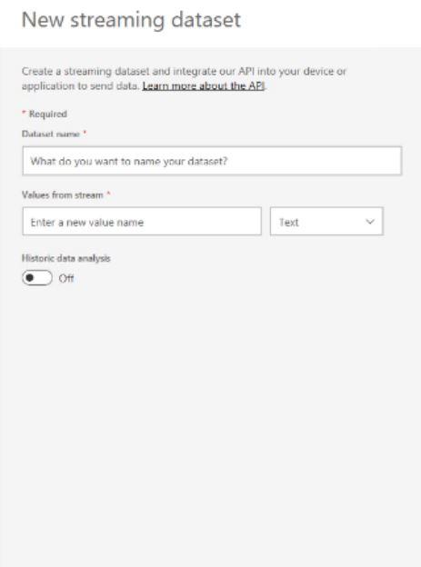 New Streaming Dataset  - Power BI Real Time