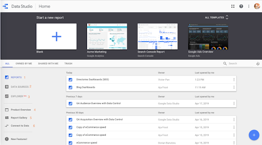 Google Data Studio Report Page - Firebase Data Studio 