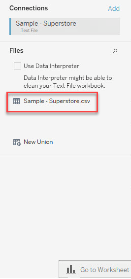 FIle Connection in Tableau