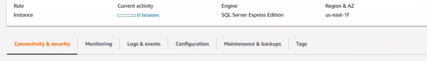 Noting down the Connection - AWS SQL Server