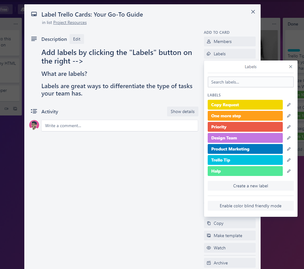 Adding Labels to Trello Cards