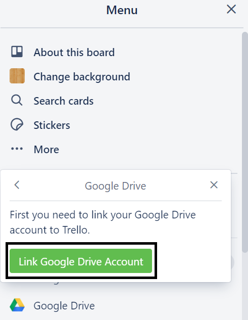 Link Google Drive Account Option