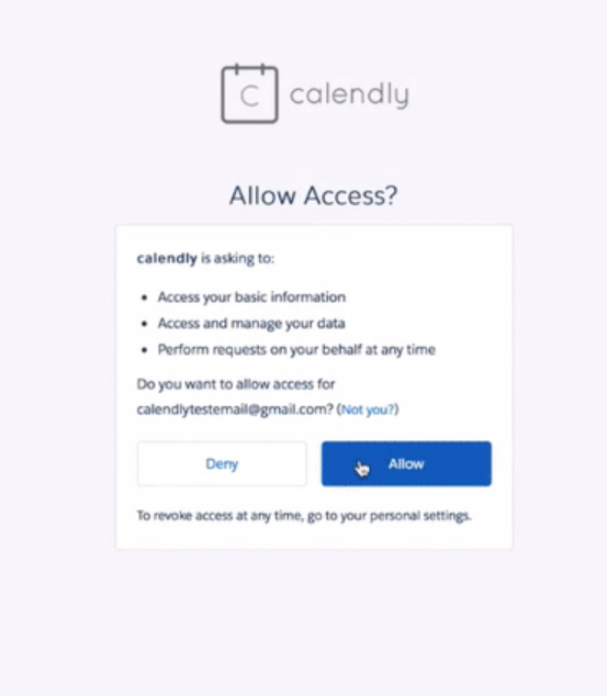 Allow Access to Calendly