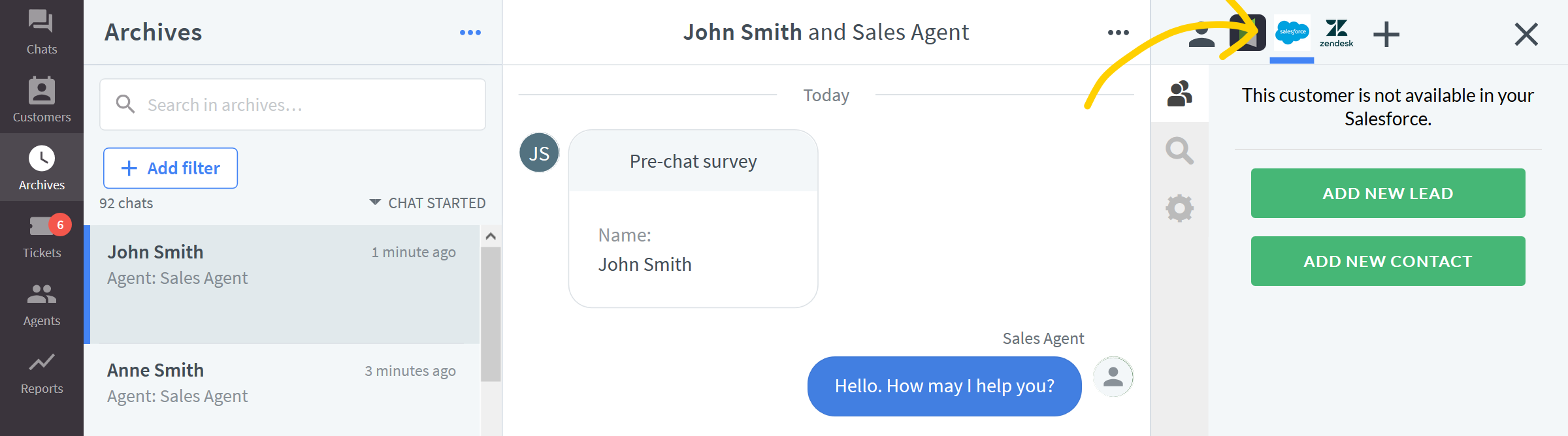 Salesforce LiveChat - Add New Lead or Contact