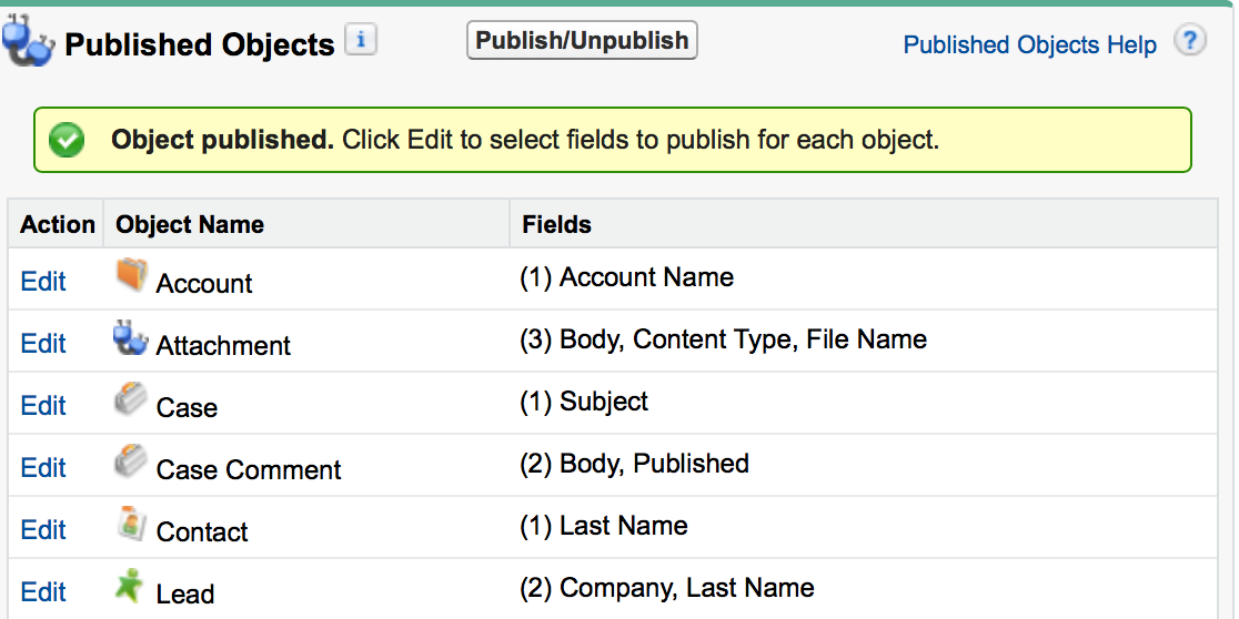 Salesforce to Salesforce - Publish Objects