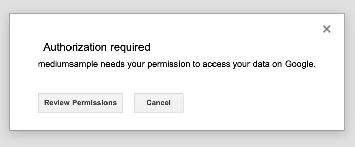 Authorization Dialog Box