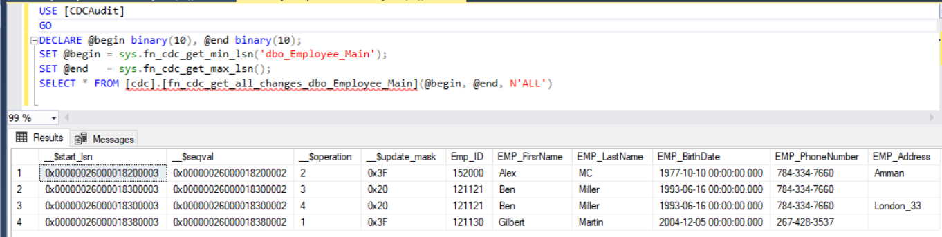 SQL Server CDC: Auditing DML Changes 6