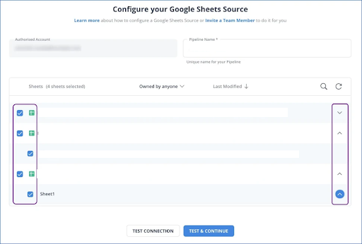 Configure Google Sheets Source